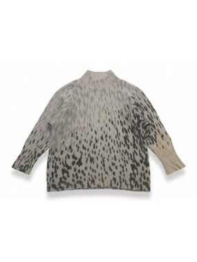 NIC+ZOE XXL Funnel Neck Sweater Ombre Pixel Print Knit Black Gray Taupe